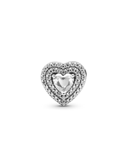 Sparkling Leveled Hearts Charm - Sterling silver