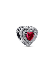 Sparkling Levelled Heart Charm - Sterling silver