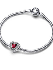 Sparkling Levelled Heart Charm - Sterling silver
