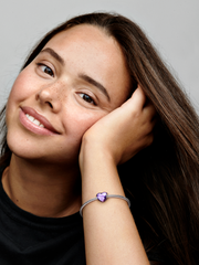 Metallic Purple Heart Charm - Sterling silver