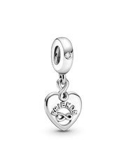 Friends Forever Heart Dangle Charm - Sterling silver