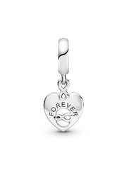 Friends Forever Heart Dangle Charm - Sterling silver