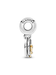 Two-tone Happy Anniversary Dangle Charm - 14k gold, Sterling silver