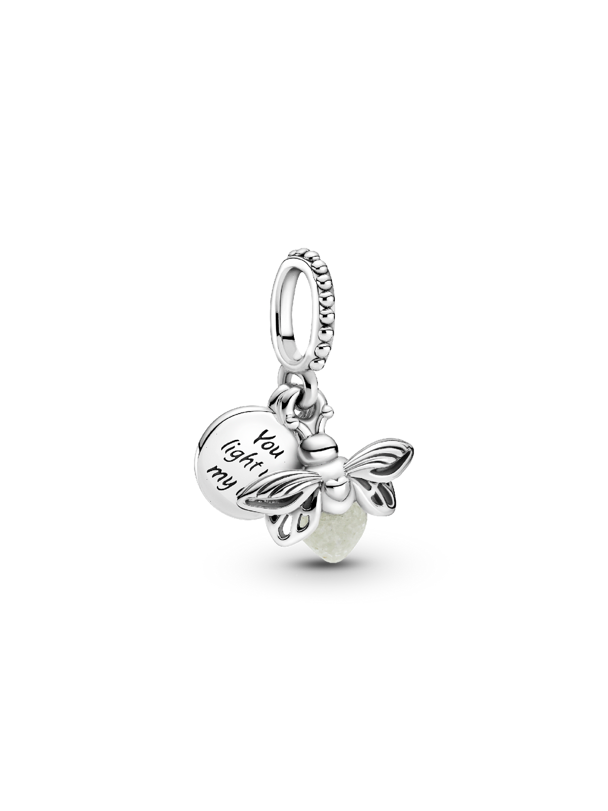 Glow-in-the-dark Firefly Dangle Charm - Sterling silver