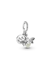 Glow-in-the-dark Firefly Dangle Charm - Sterling silver