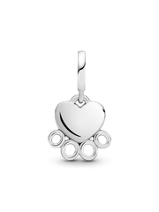 Hearts & Paw Print Dangle Charm - Sterling silver