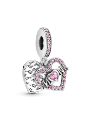 Heart & Mom Dangle Charm - Sterling silver