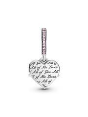 Heart & Mom Dangle Charm - Sterling silver