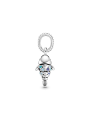 Blue Scaled Fish Dangle Charm - Sterling silver