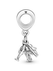 Airplane, Globe & Suitcase Dangle Charm - Sterling silver