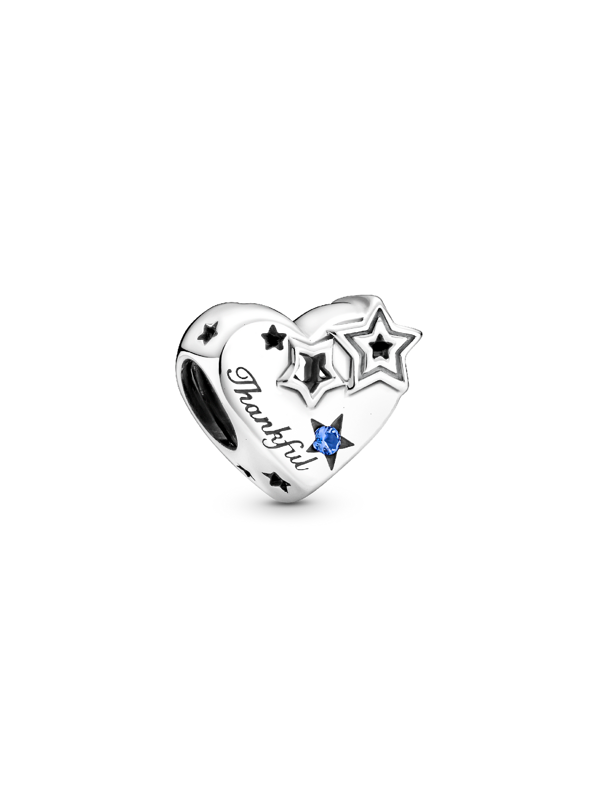 FINAL SALE - Thankful Heart & Stars Charm - Sterling silver