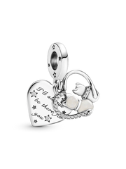 Cats & Hearts Dangle Charm - Sterling silver