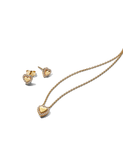 Golden Heart Halo Jewelry Gift Set - 14k gold plating