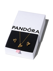 Golden Organic Heart Jewelry Gift Set - 14k gold plating