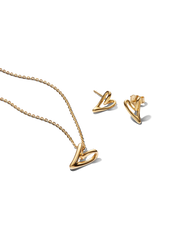 Golden Organic Heart Jewelry Gift Set - 14k gold plating