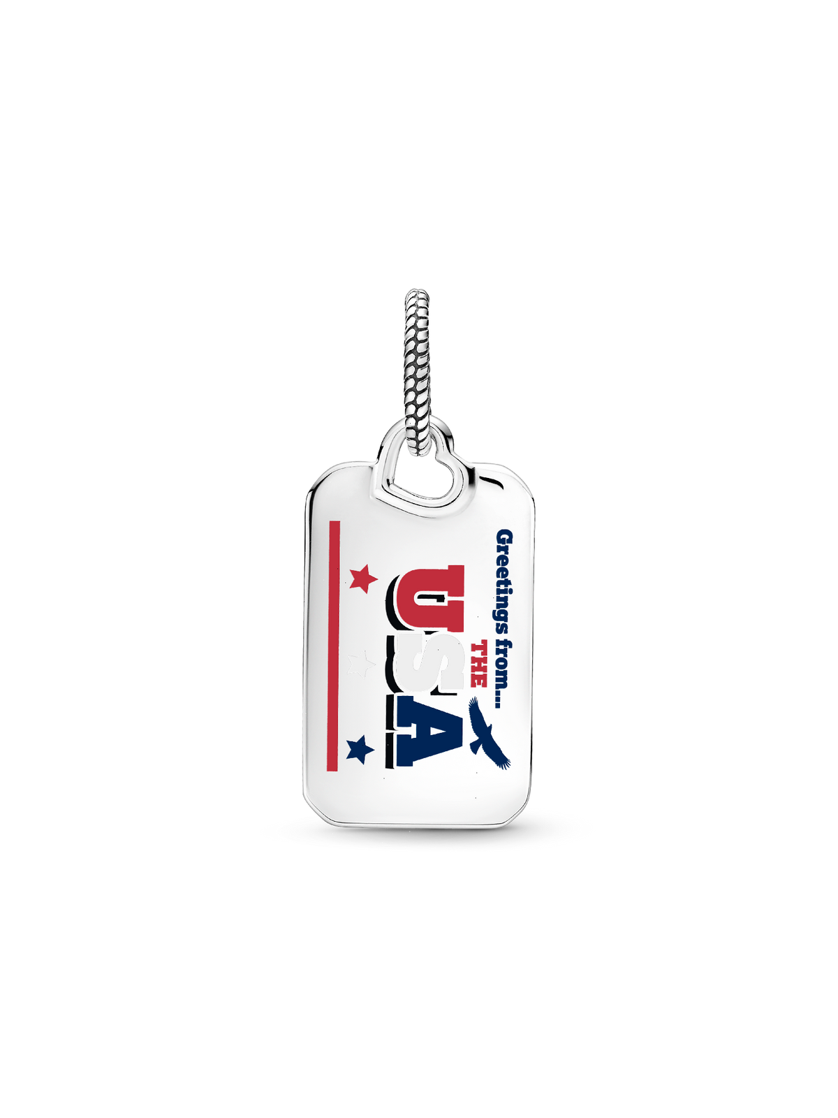USA Postcard Dangle Charm - Sterling silver