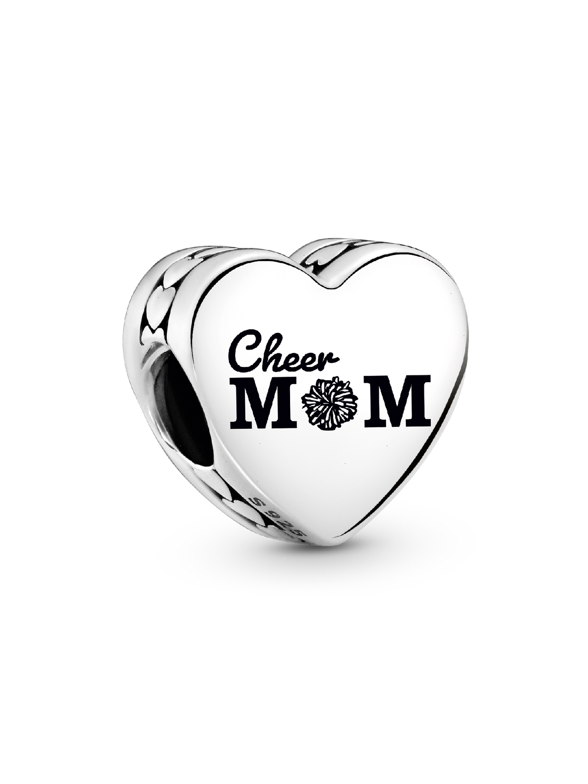 Cheer Mom Heart Charm - Sterling silver