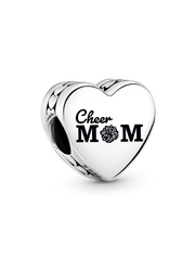 Cheer Mom Heart Charm - Sterling silver