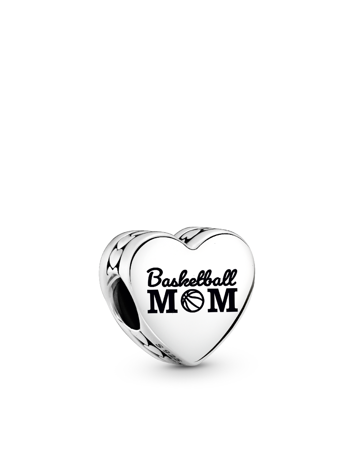 Basketball Mom Heart Charm - Sterling silver