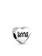 Basketball Mom Heart Charm - Sterling silver