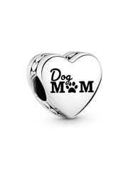 Dog Mom Heart Charm - Sterling silver