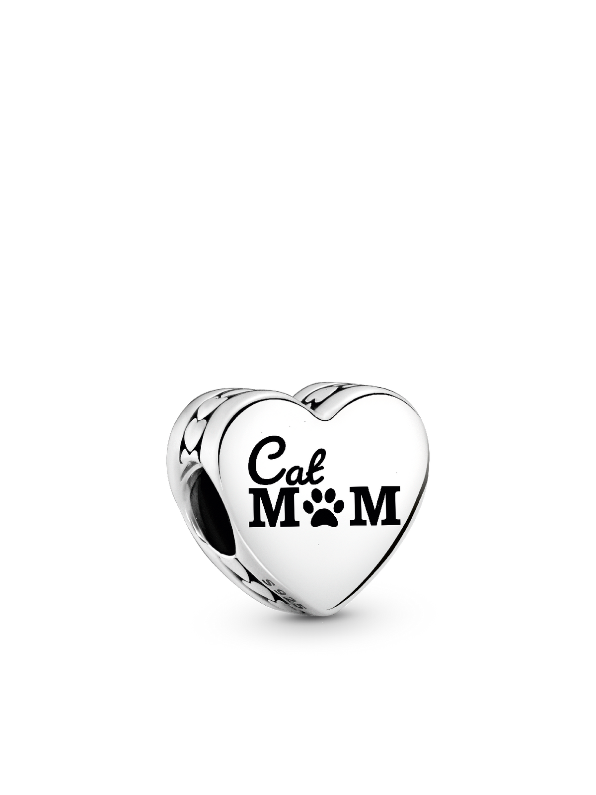 Cat Mom Heart Charm - Sterling silver