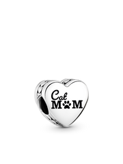 Cat Mom Heart Charm - Sterling silver