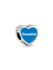 Connecticut Heart Charm - Sterling silver