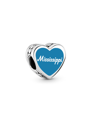 Mississippi Heart Charm - Sterling silver