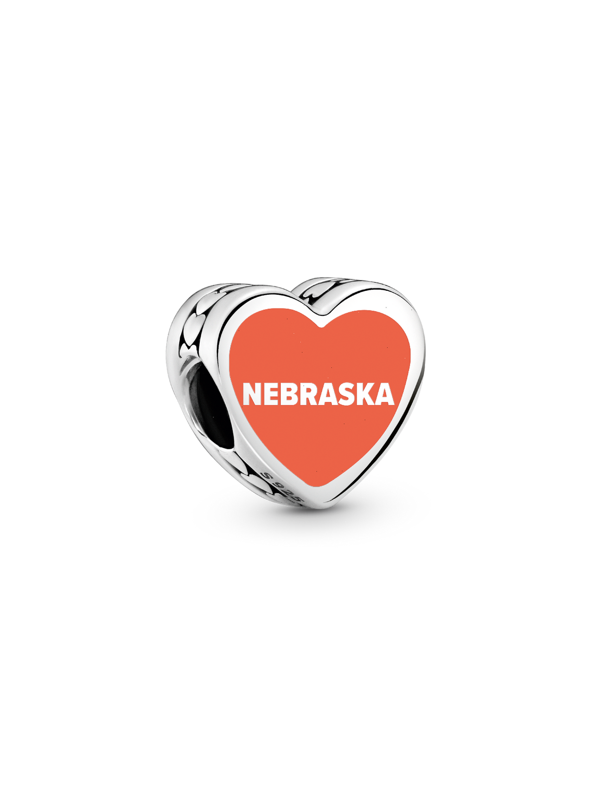 Nebraska Heart Charm - Sterling silver