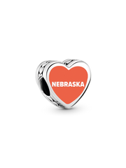 Nebraska Heart Charm - Sterling silver