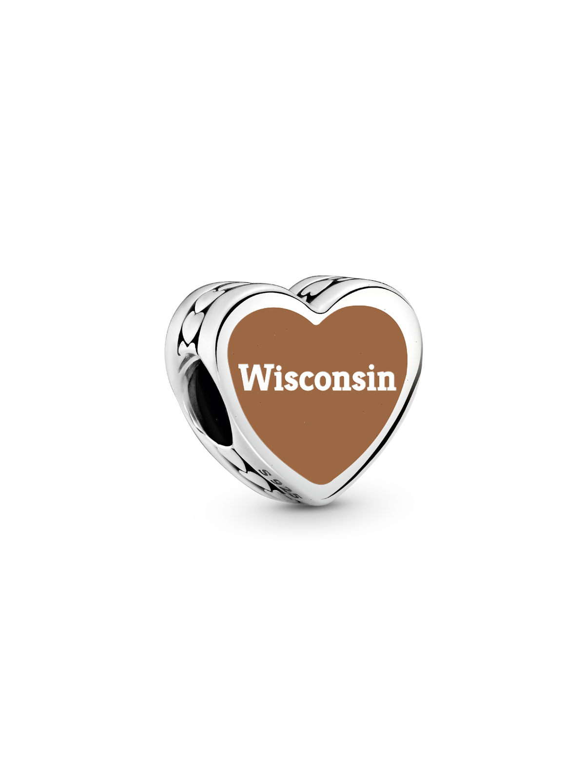 Wisconsin Heart Charm - Sterling silver