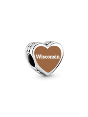 Wisconsin Heart Charm - Sterling silver