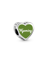 Wyoming Heart Charm - Sterling silver