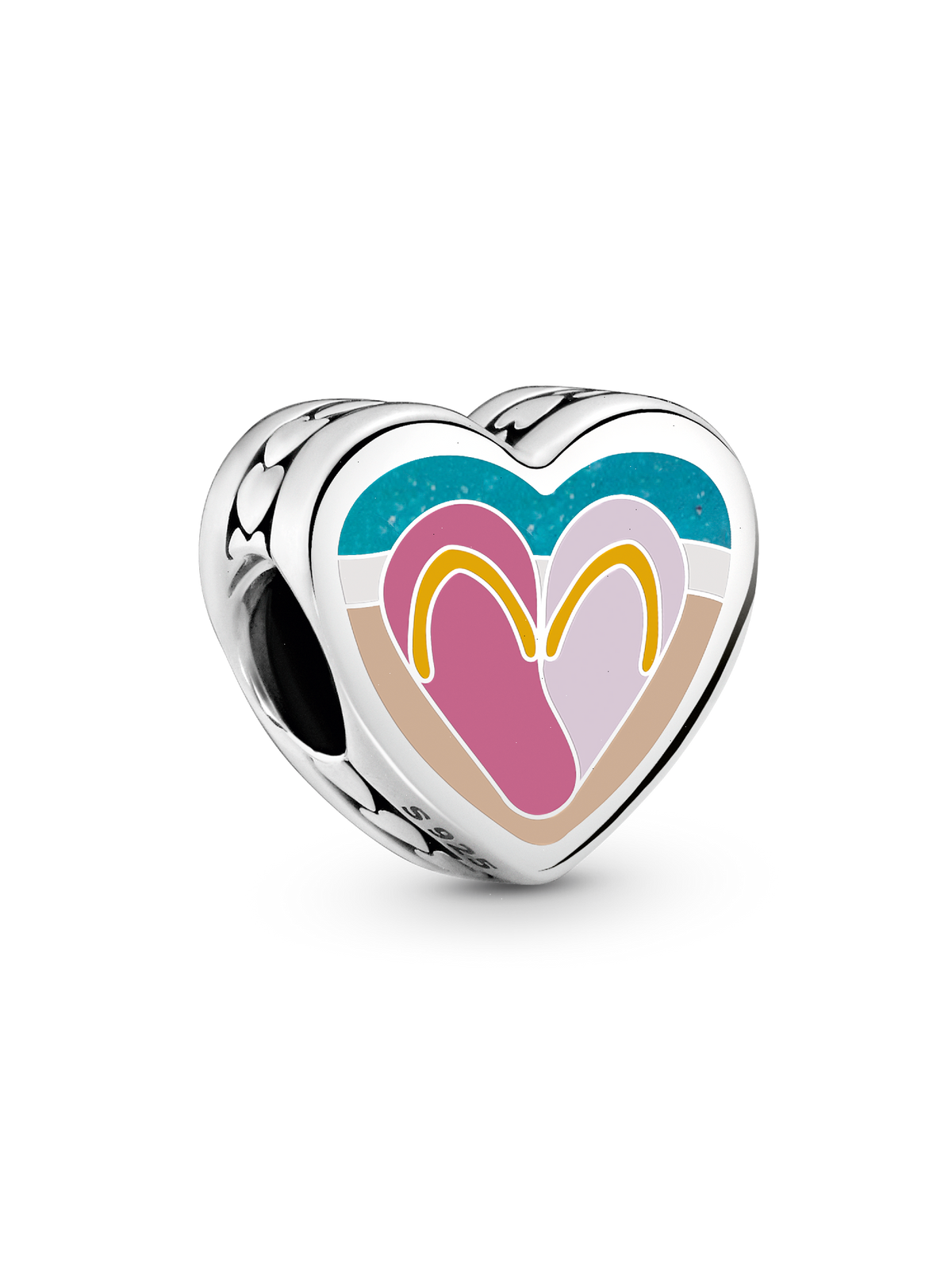 Beach Sandal Heart Charm - Sterling silver