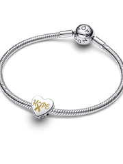 Hope Gold Ribbon Heart Charm - Sterling silver