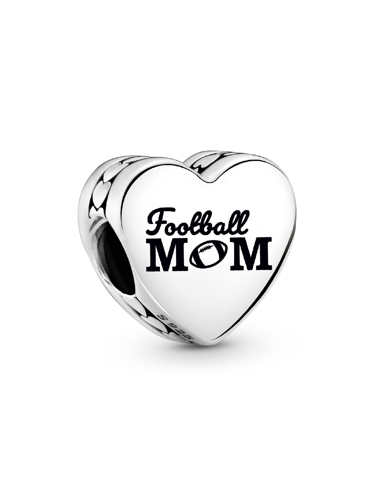 Football Mom Heart Charm - Sterling silver
