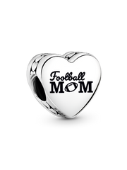 Football Mom Heart Charm - Sterling silver