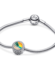 Engravable Beach Heart Scene Charm - Sterling silver