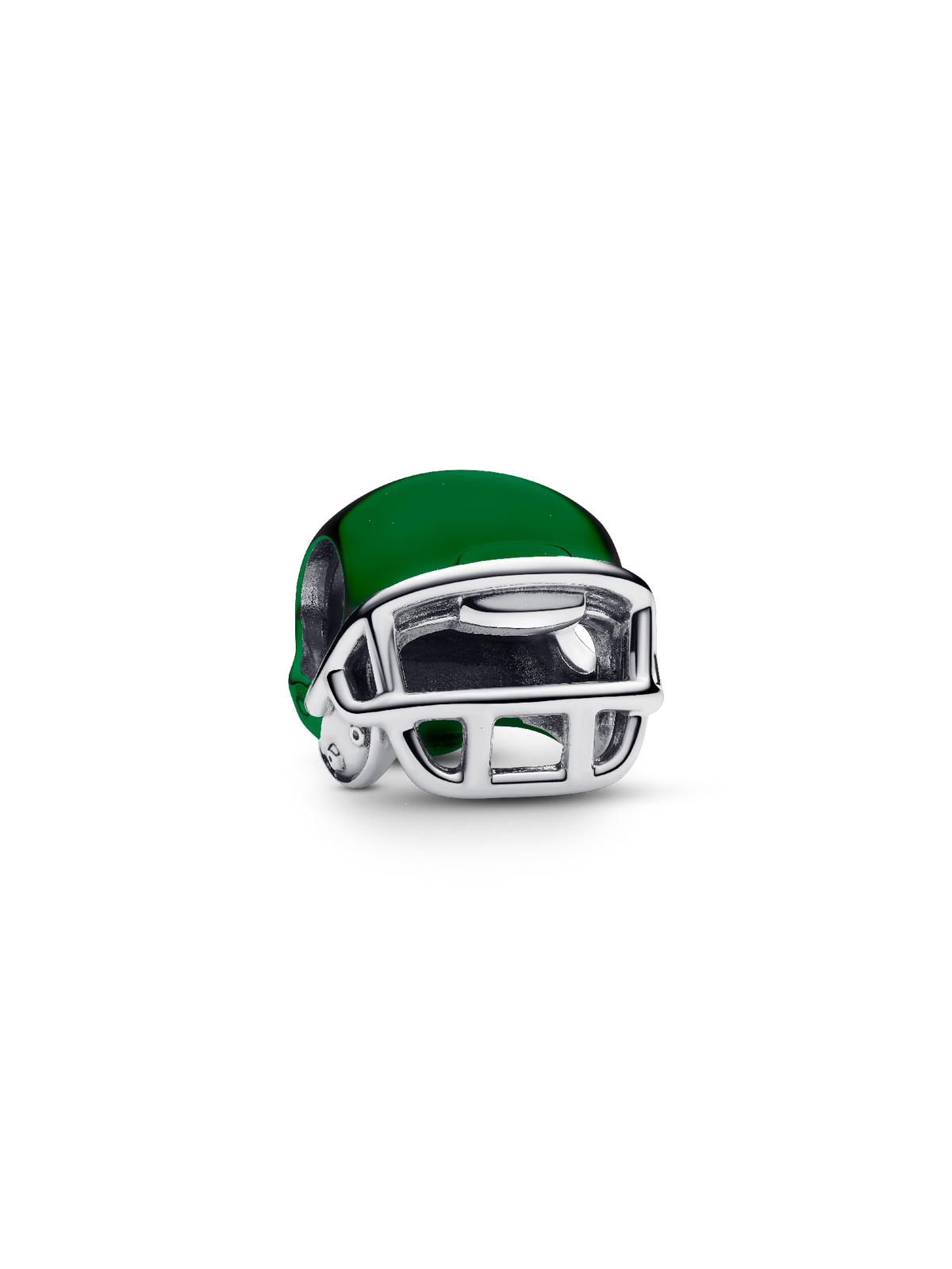 Green Football Helmet Charm - Sterling silver