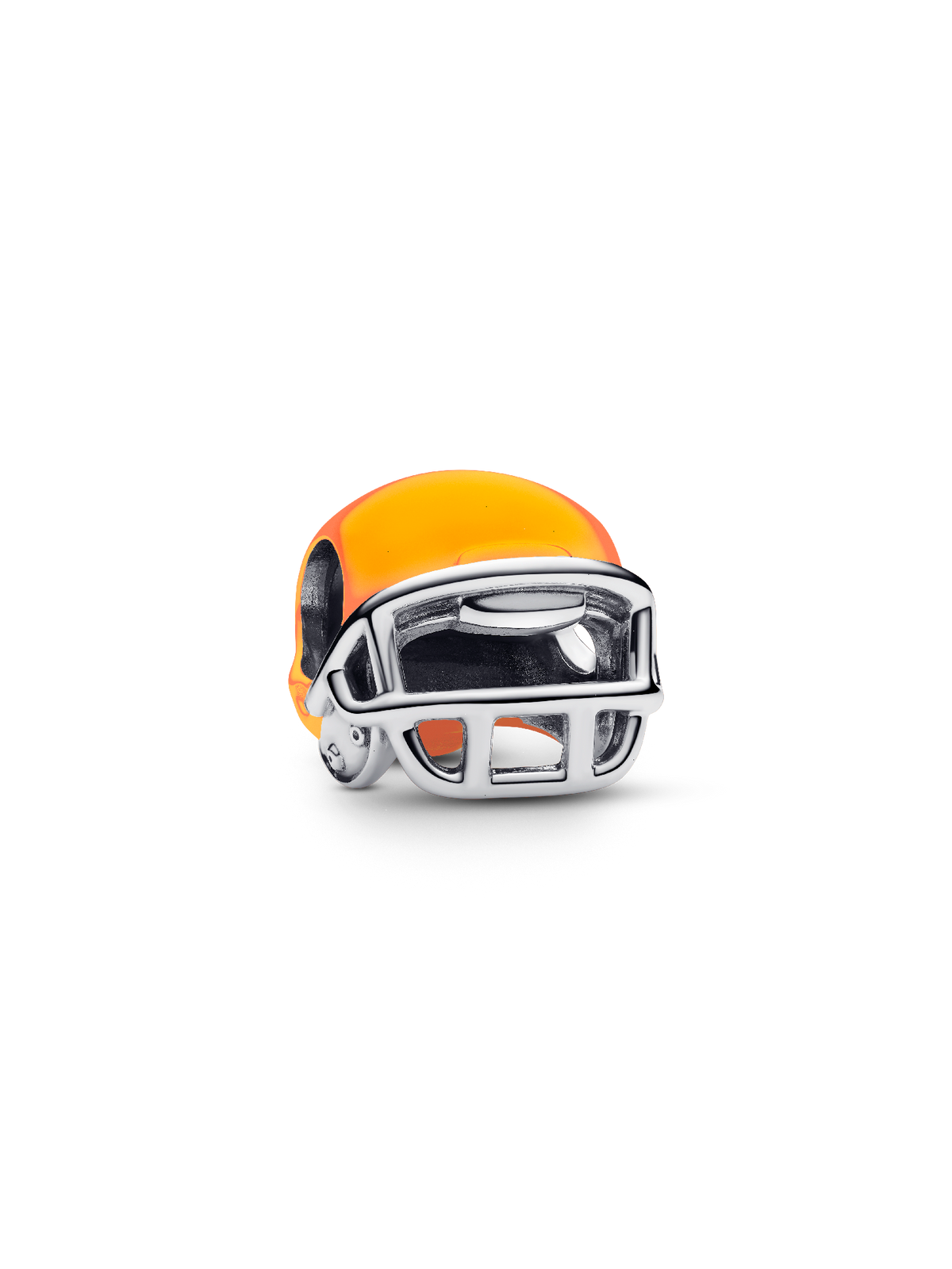 Orange Football Helmet Charm - Sterling silver