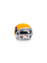 Orange Football Helmet Charm - Sterling silver