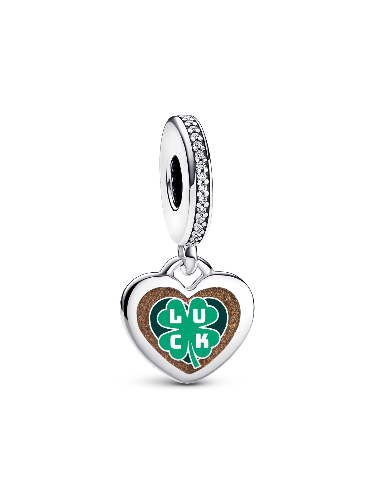 Clover Good Luck Dangle Charm - Sterling silver