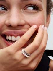 FINAL SALE - Treated Freshwater Cultured Pearls & Pavé Open Ring - Sterling silver