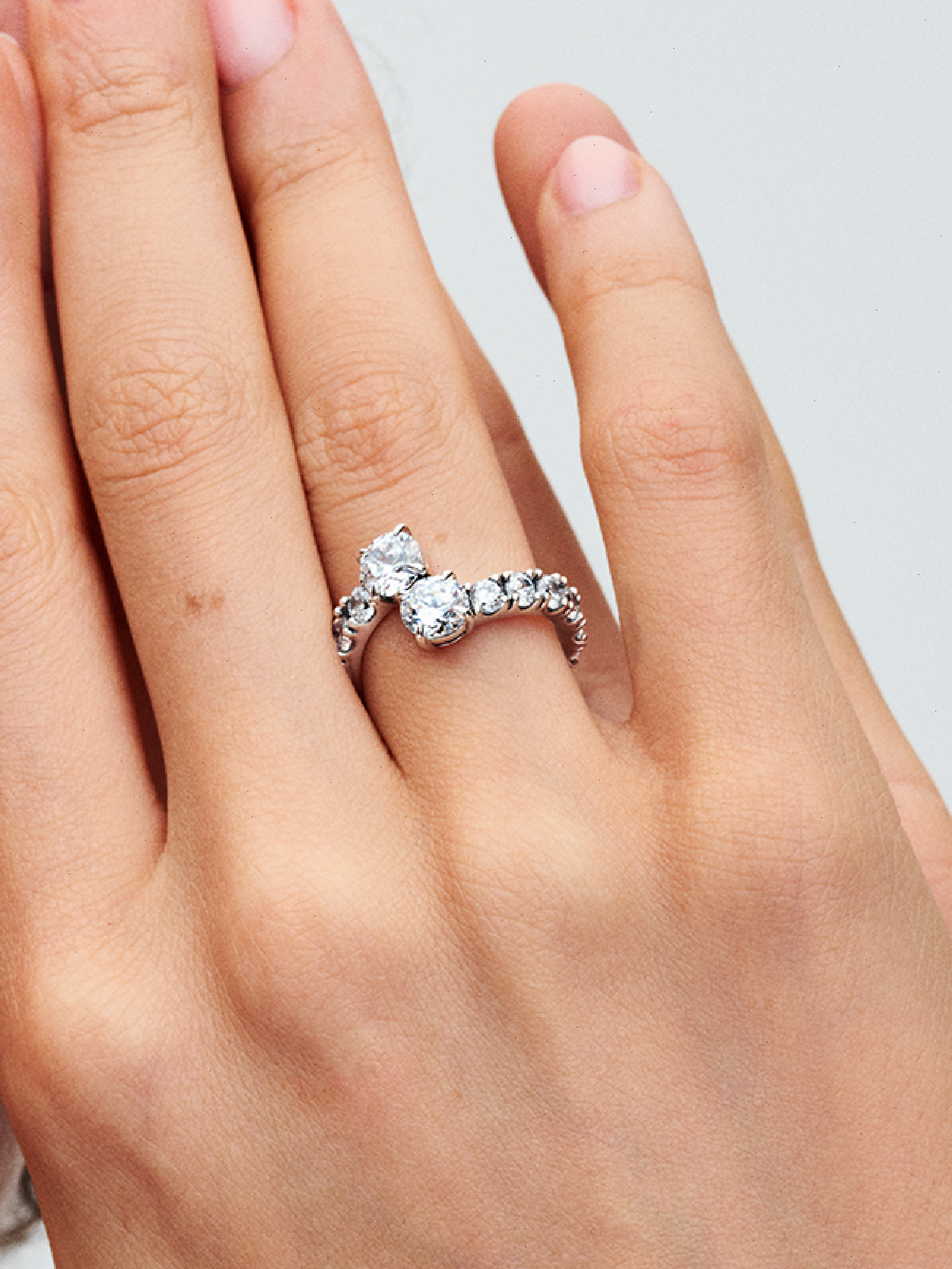 FINAL SALE - Sparkling Overlapping Band Ring - Sterling silver