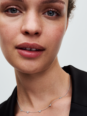 FINAL SALE - Triple Stone Heart Station Chain Necklace - Sterling silver