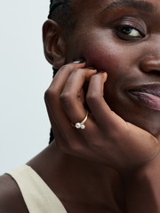 FINAL SALE - Duo Treated Freshwater Cultured Pearls Ring - 14k gold plating