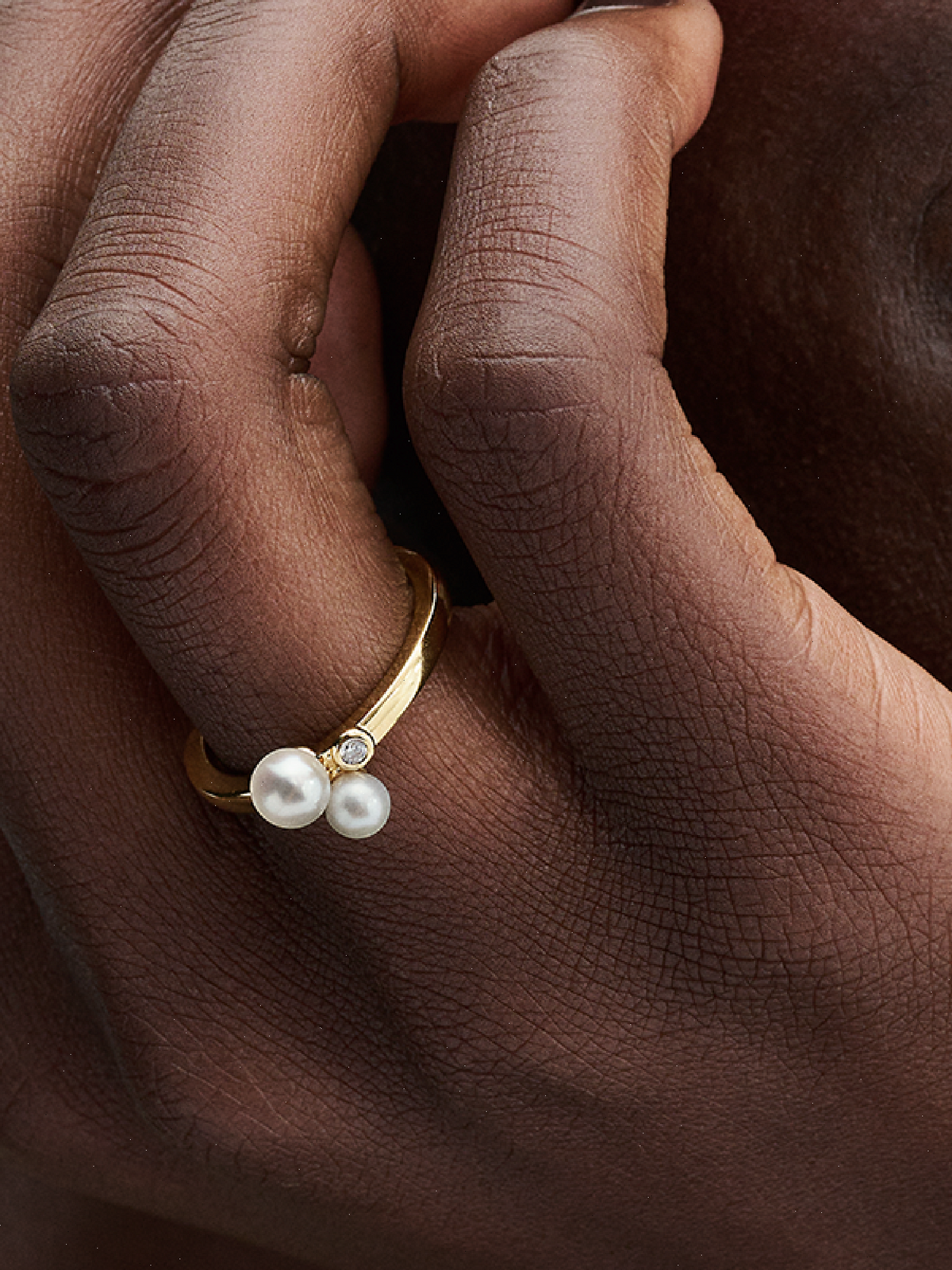 FINAL SALE - Duo Treated Freshwater Cultured Pearls Ring - 14k gold plating