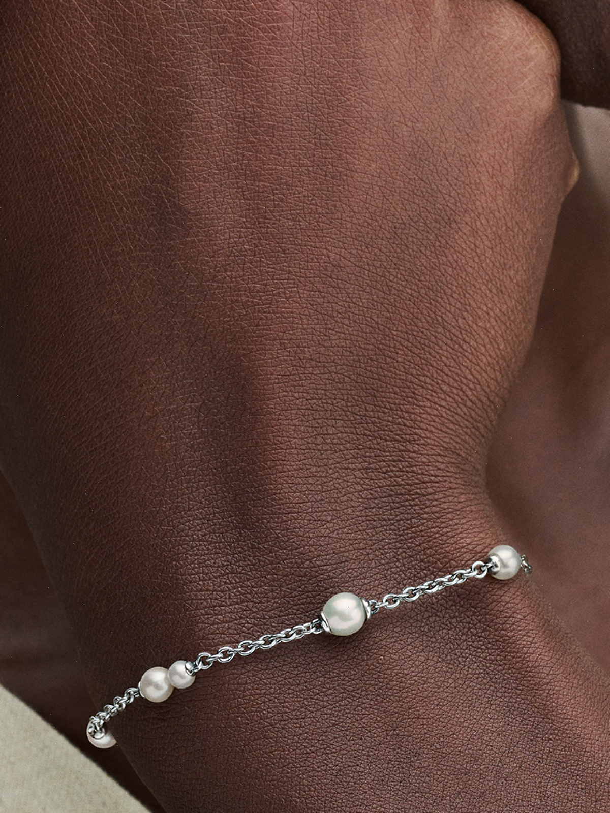 Treated Freshwater Cultured Pearl Station Chain Bracelet - Sterling silver