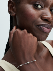 Treated Freshwater Cultured Pearl Station Chain Bracelet - Sterling silver